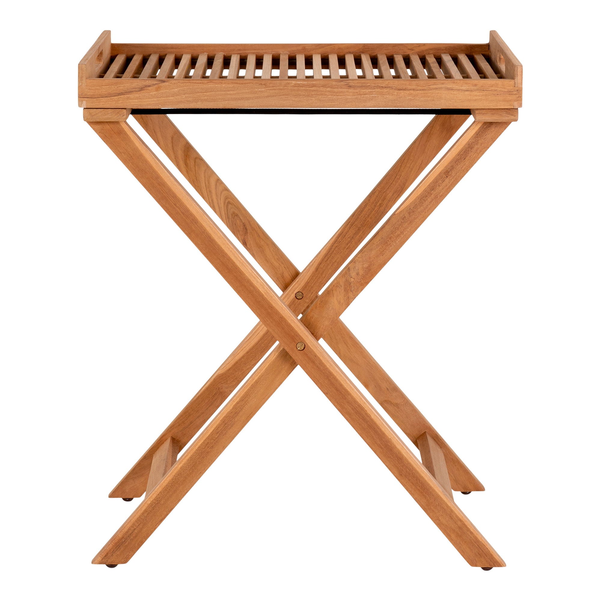 House Nordic - Ronda dienbladtafel - Teakhout naturel 60x40x70 cm, Scandinavisch design met afneembaar dienblad